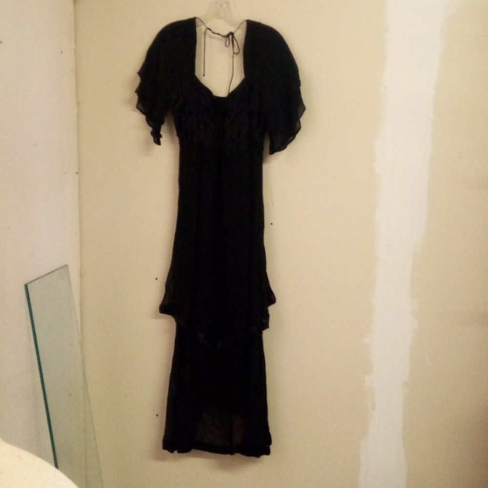 Nataya Womens Dress MediumBlack Lace Victorian Gatsby 20s Downton Abbey Inspired